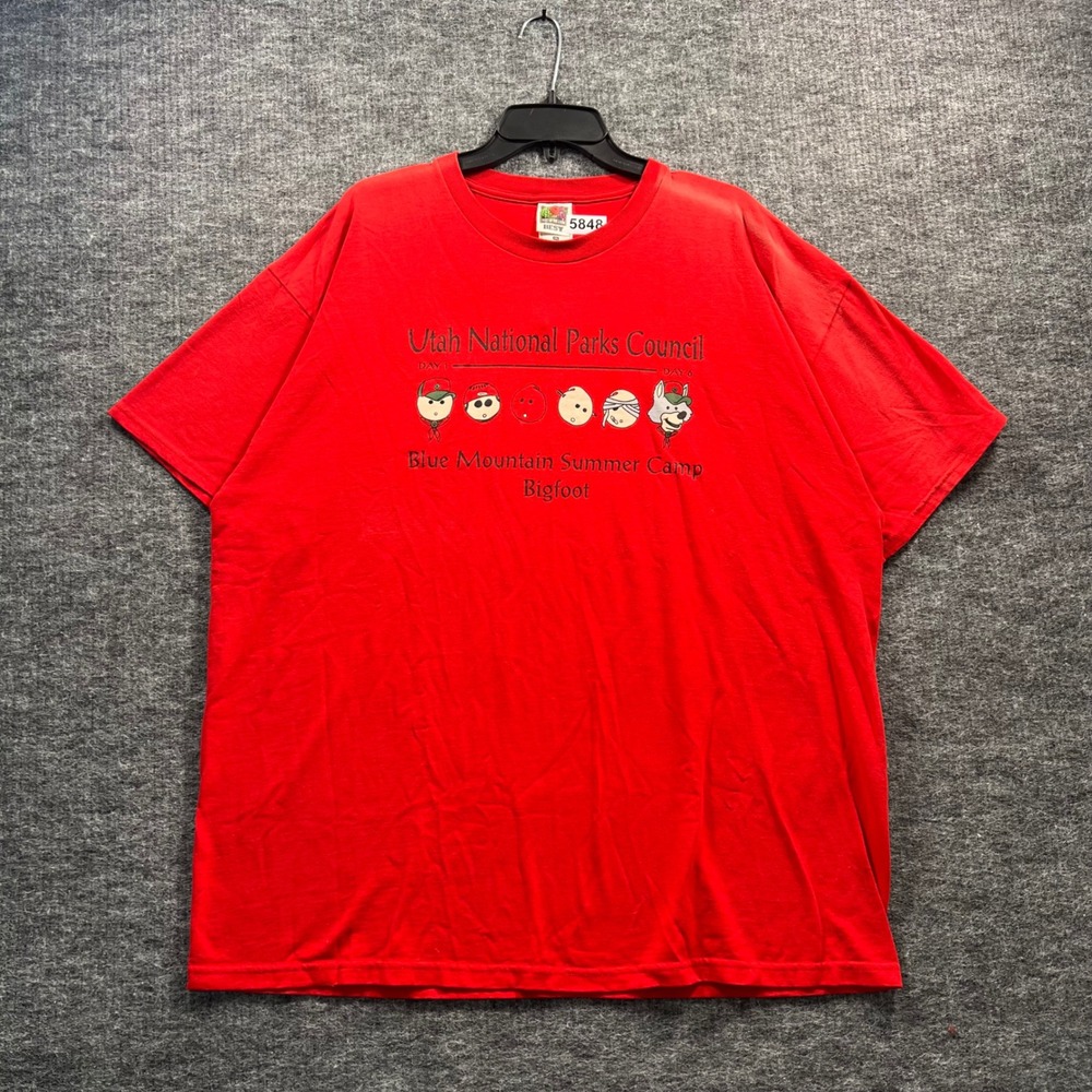 Vintage Fruit of the Loom Utah National Parks Council Bigfoot Red T-Shirt XXL